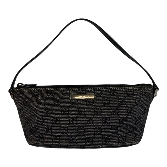 GUCCI Handbag 07198 GG canvas, leather black Handbag accessory pouch Women Used Authentic