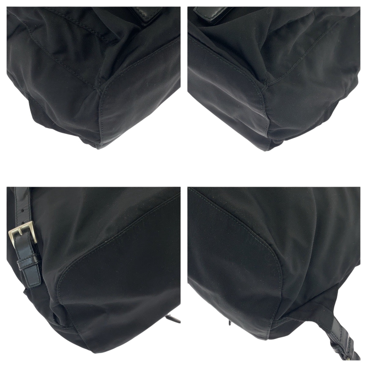 PRADA Backpack Nylon Black SilverMetal Backpack Backpack Test Triangle With logo Women Used Authentic