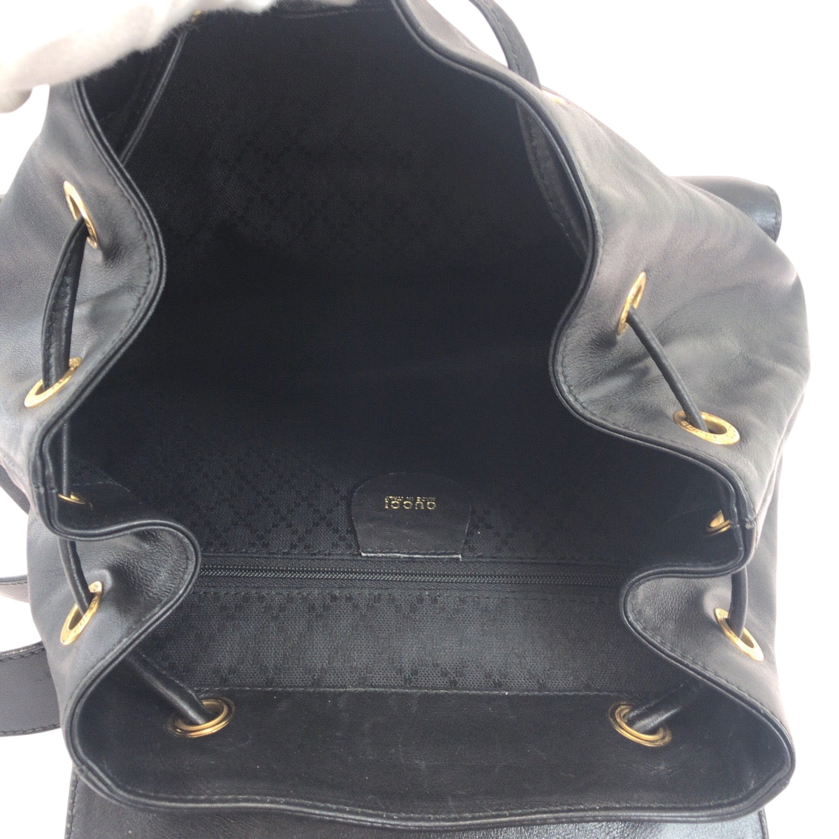 GUCCI Backpack 003 1119 0016 leather Black GoldMetal Backpack Backpack Bamboo Women Used Authentic