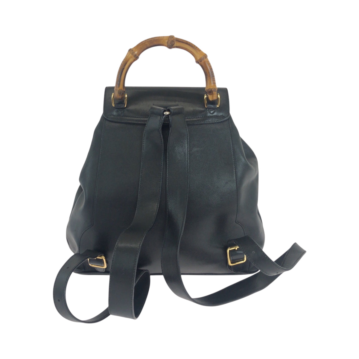 GUCCI Backpack 003 1119 0016 leather Black GoldMetal Backpack Backpack Bamboo Women Used Authentic