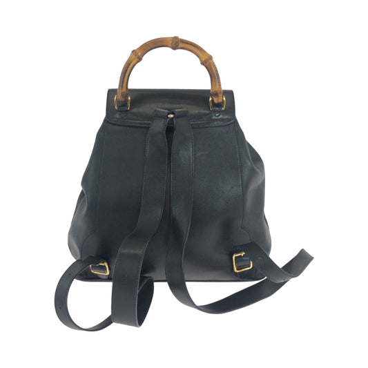 GUCCI Backpack 003 1119 0016 leather Black GoldMetal Backpack Backpack Bamboo Women Used Authentic