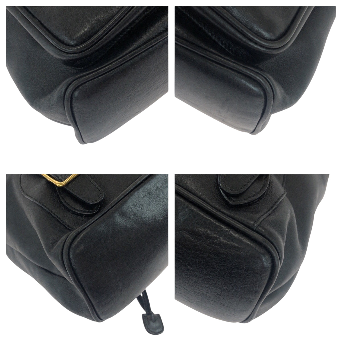 GUCCI Backpack 003 1119 0016 leather Black GoldMetal Backpack Backpack Bamboo Women Used Authentic