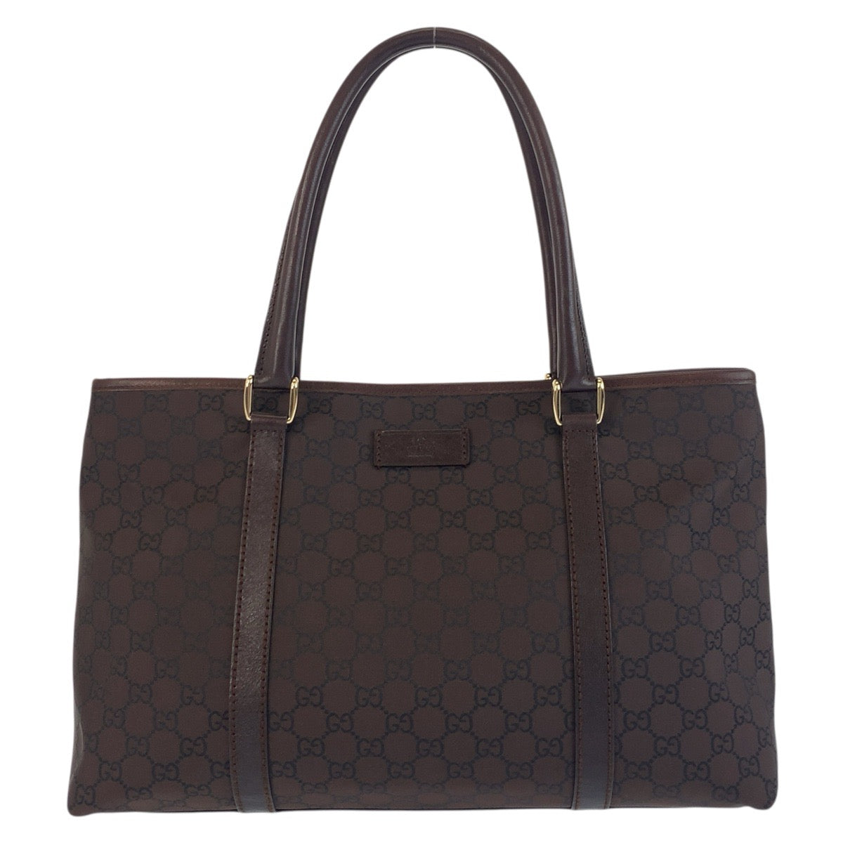 GUCCI Tote Bag 257302 Nylon Brown Gold Metal Tote Bag Shoulder Bag GG pattern Women Used Authentic
