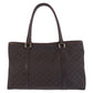 GUCCI Tote Bag 257302 Nylon Brown Gold Metal Tote Bag Shoulder Bag GG pattern Women Used Authentic