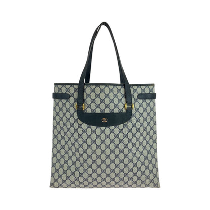 GUCCI Tote Bag 39 02 061 GG Supreme Canvas Gray navy Tote Bag Shoulder Bag Old Gucci Women Used Authentic