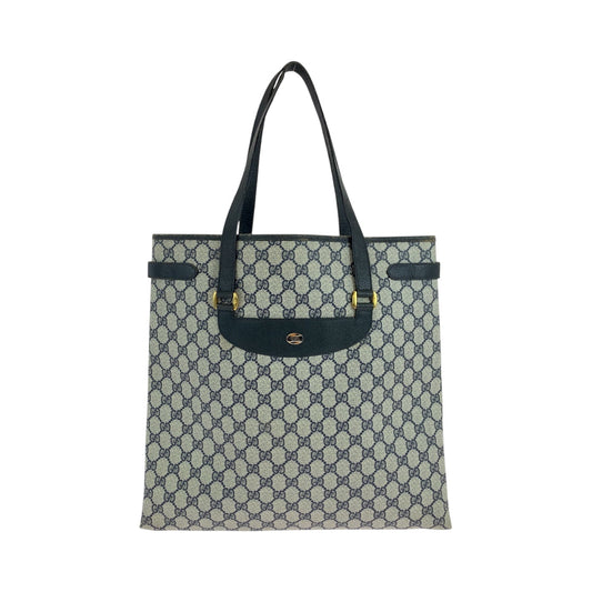 GUCCI Tote Bag 39 02 061 GG Supreme Canvas Gray navy Tote Bag Shoulder Bag Old Gucci Women Used Authentic