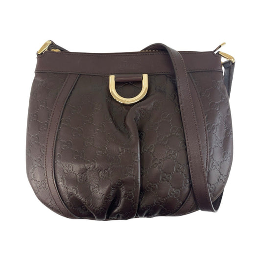GUCCI Shoulder Bag 203257 leather Brown Gold Metal Shoulder Bag pochette Gucci Shima Abbey Women Used Authentic