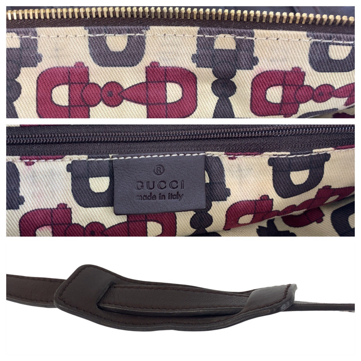 GUCCI Shoulder Bag 203257 leather Brown Gold Metal Shoulder Bag pochette Gucci Shima Abbey Women Used Authentic