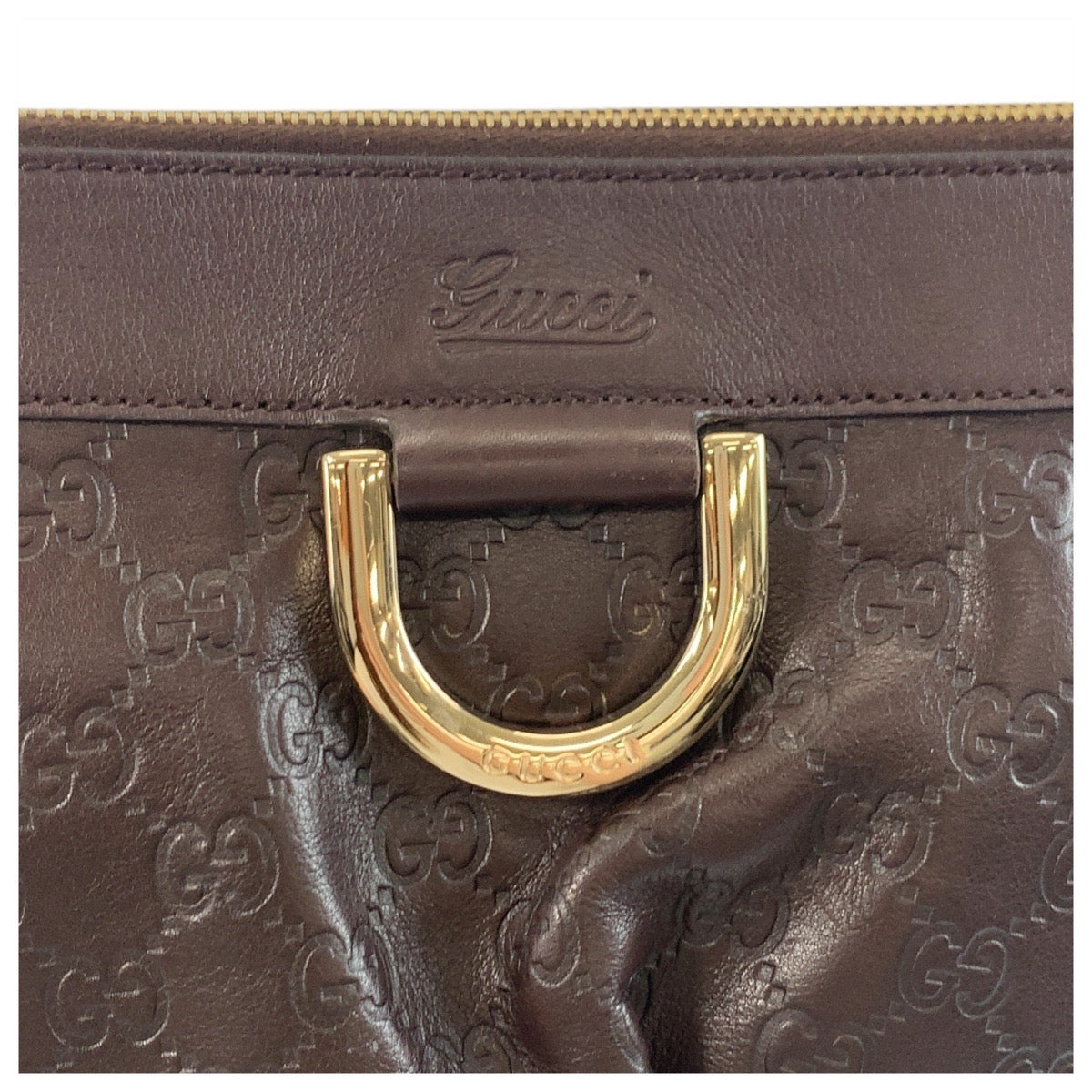 GUCCI Shoulder Bag 203257 leather Brown Gold Metal Shoulder Bag pochette Gucci Shima Abbey Women Used Authentic
