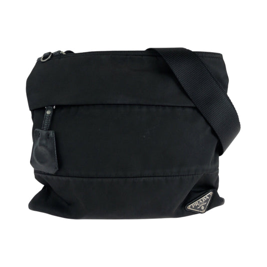 PRADA Shoulder Bag Nylon black Test Triangle With logo