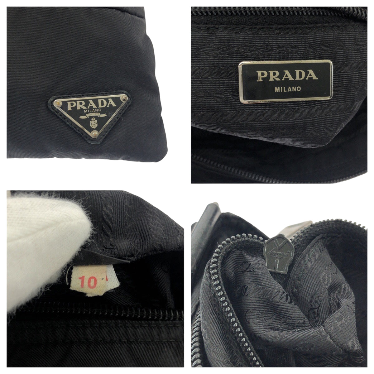 PRADA Shoulder Bag Nylon black Test Triangle With logo