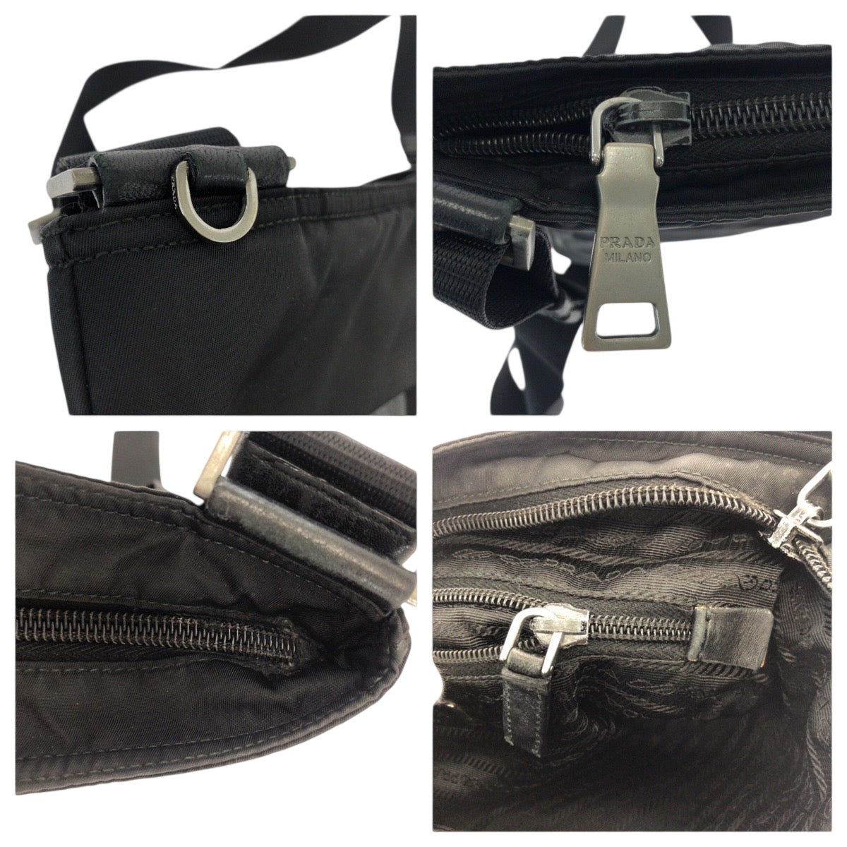 PRADA Shoulder Bag Nylon black Test Triangle With logo