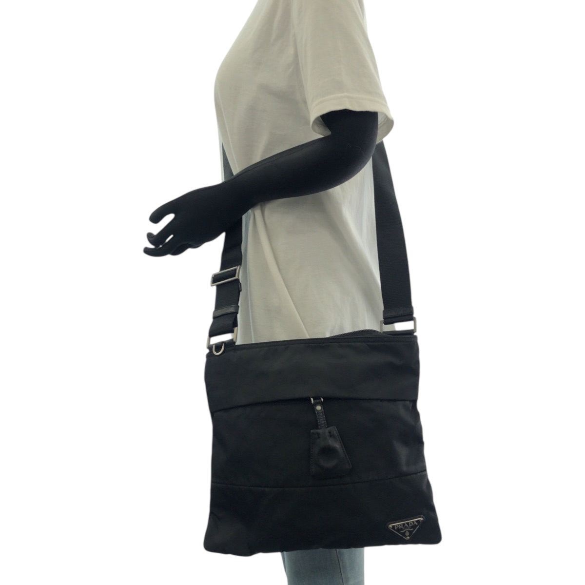 PRADA Shoulder Bag Nylon black Test Triangle With logo
