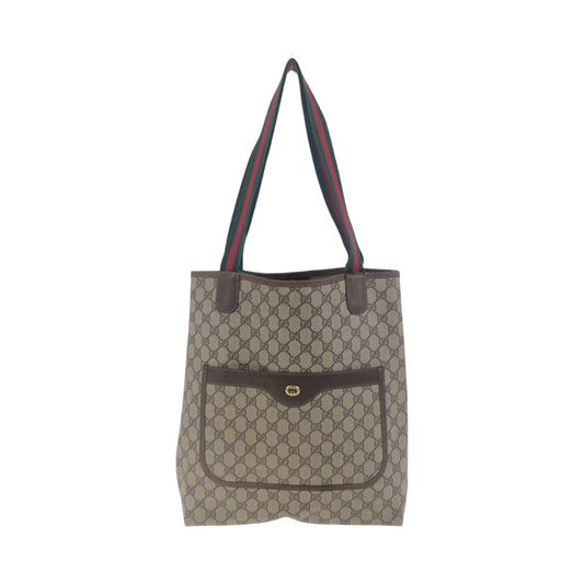 GUCCI Tote Bag 40 02 003 GG Supreme Canvas Beige brown Old Gucci Shelly Line