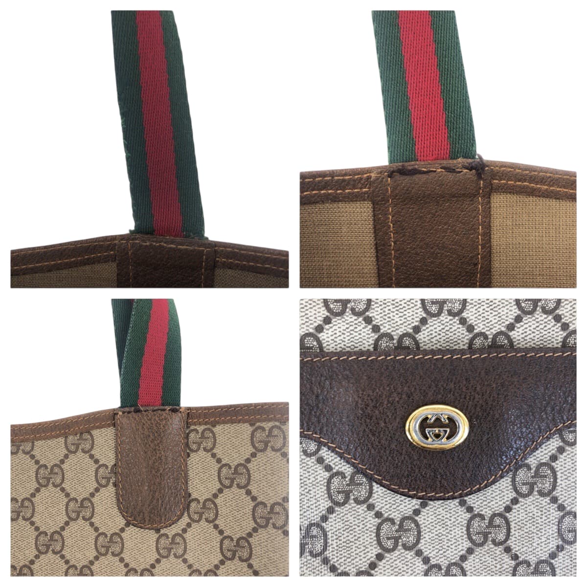 GUCCI Tote Bag 40 02 003 GG Supreme Canvas Beige brown Old Gucci Shelly Line