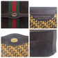 GUCCI Clutch bag Suede, Leather Brown Gold Metal Clutch bag business bag Old Gucci Shelly Line mens Used Authentic