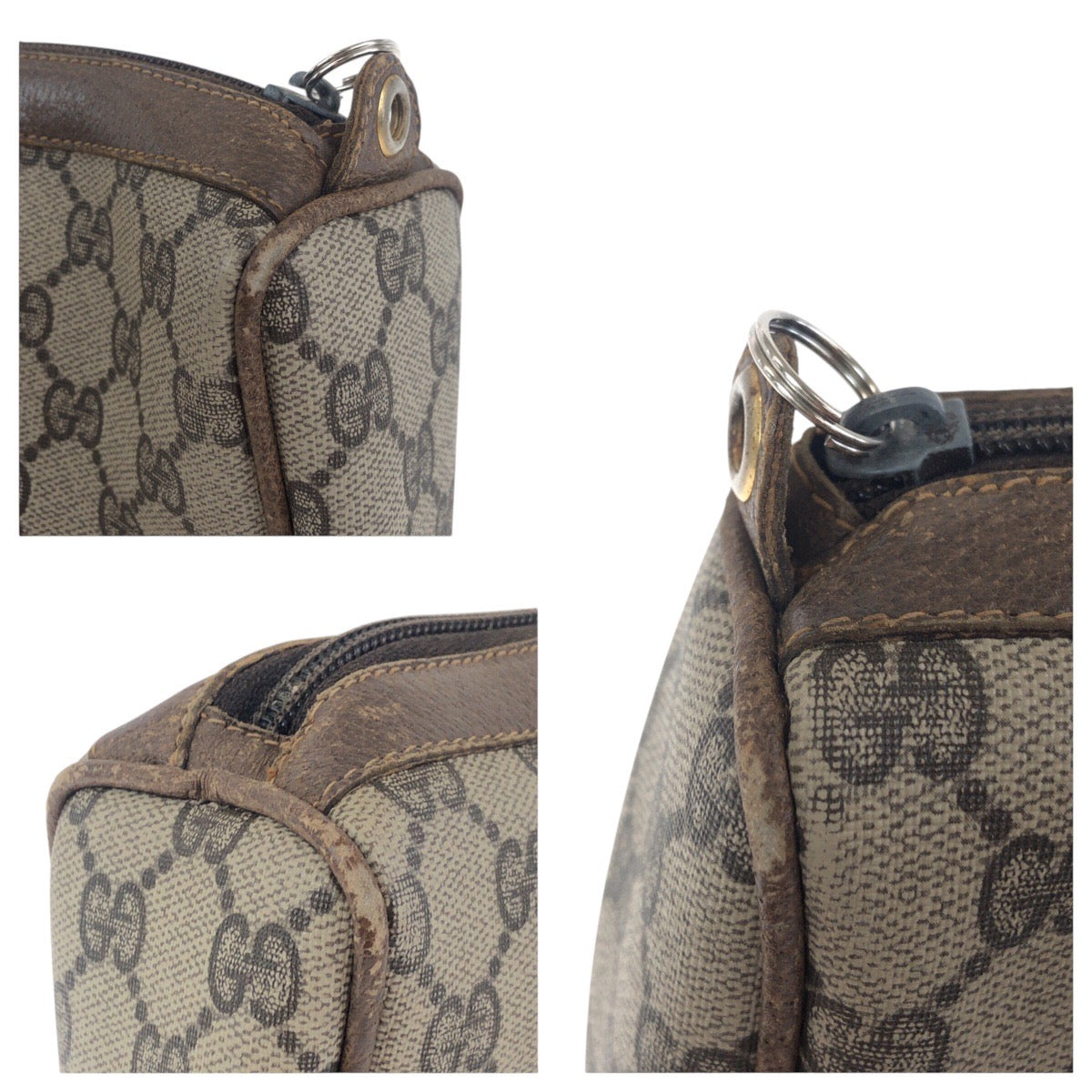 GUCCI Clutch bag 001 312 0470 GG Supreme Canvas beige Clutch bag business bag Old Gucci Shelly Line mens Used Authentic