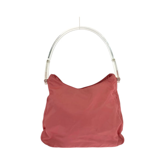 PRADA Shoulder Bag Nylon Pink clear Shoulder Bag Shoulder Bag Test Triangle With logo Women Used Authentic
