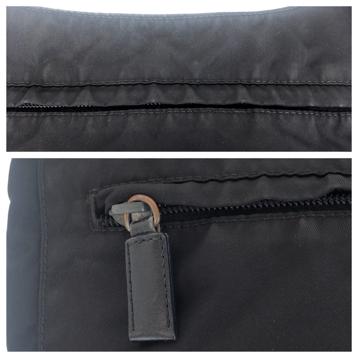 PRADA Shoulder Bag Nylon black Test Triangle With logo mens Used Authentic