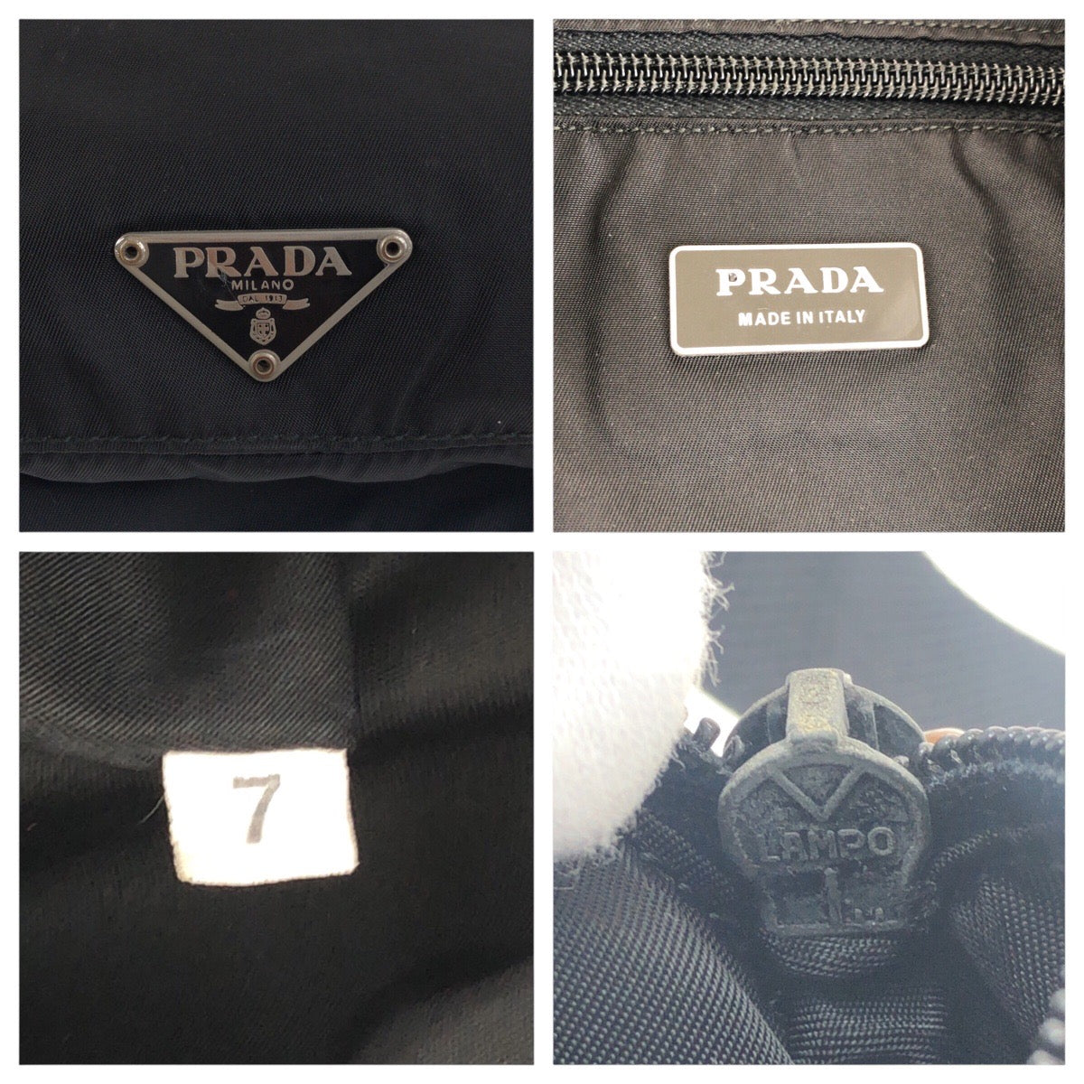 PRADA Shoulder Bag Nylon black Test Triangle With logo mens Used Authentic
