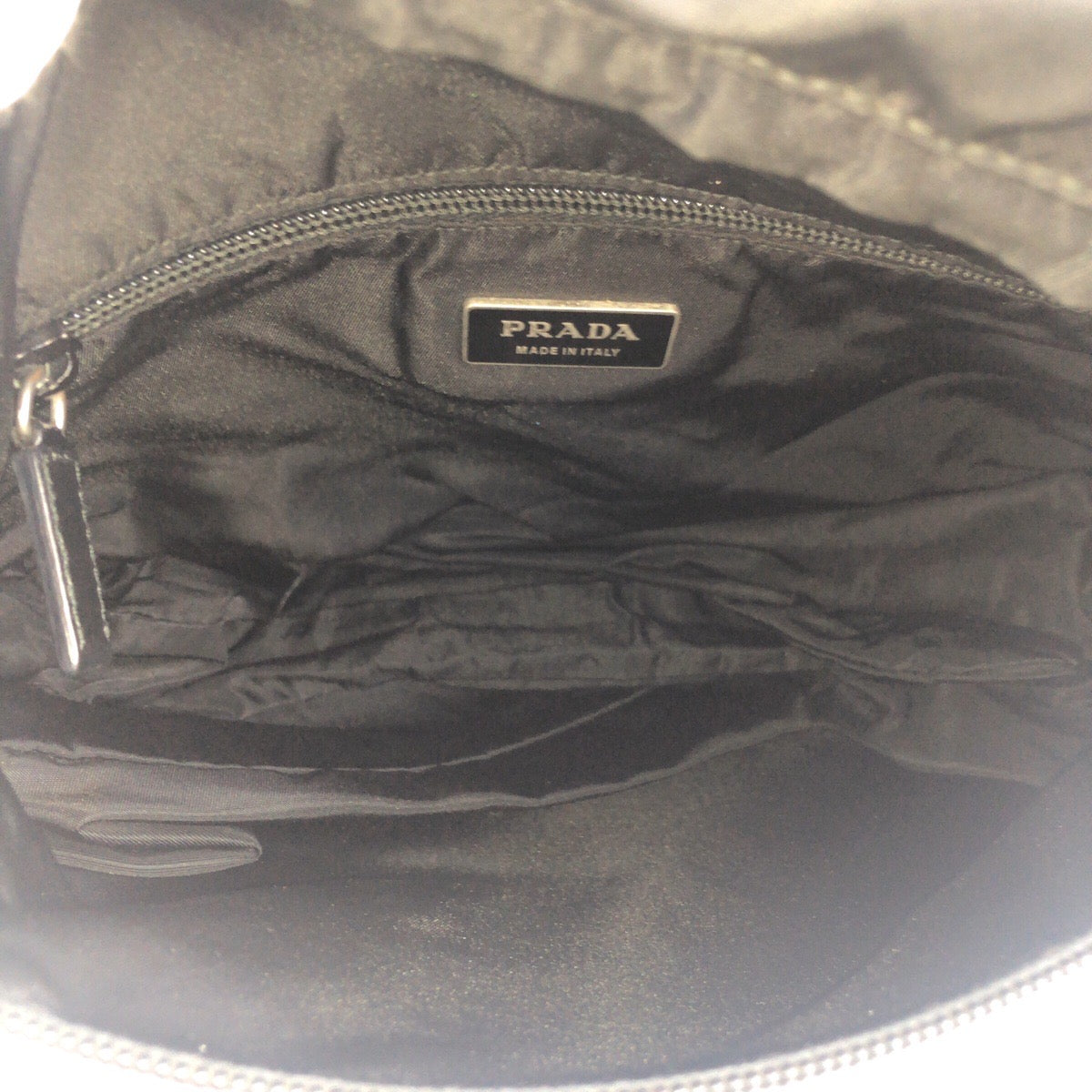 PRADA Shoulder Bag Nylon black Test Triangle With logo mens Used Authentic