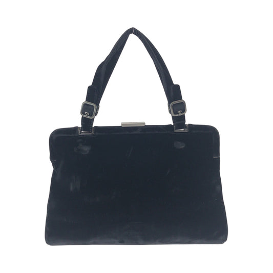PRADA Tote Bag Velor Black Silver Metal Velor