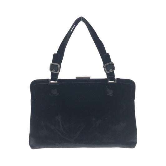 PRADA Tote Bag Velor Black Silver Metal Velor