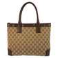 GUCCI Tote Bag 002 1119 GG canvas, leather Beige brown Tote Bag Shoulder Bag Women Used Authentic