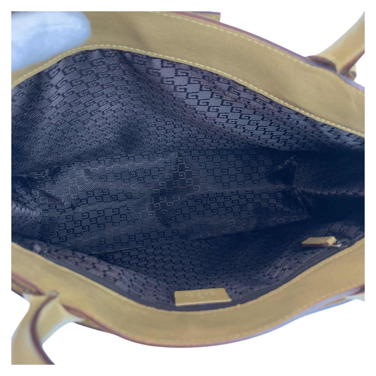 GUCCI Business bag 002 1090 leather Beige Gold Metal Business bag Tote Bag Women Used Authentic