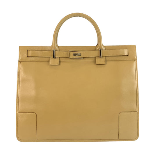 GUCCI Business bag 002 1090 leather Beige Gold Metal Business bag Tote Bag Women Used Authentic