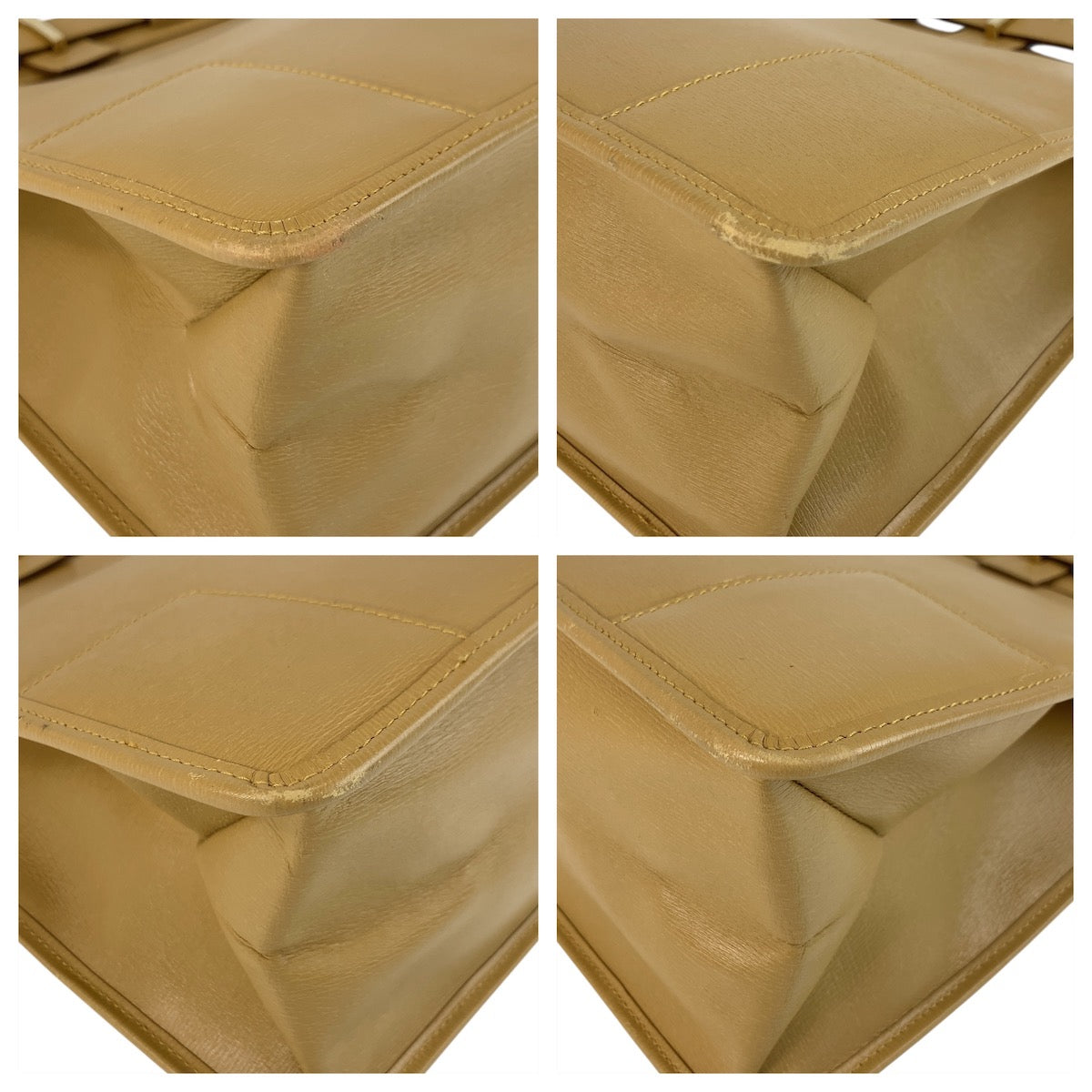 GUCCI Business bag 002 1090 leather Beige Gold Metal Business bag Tote Bag Women Used Authentic