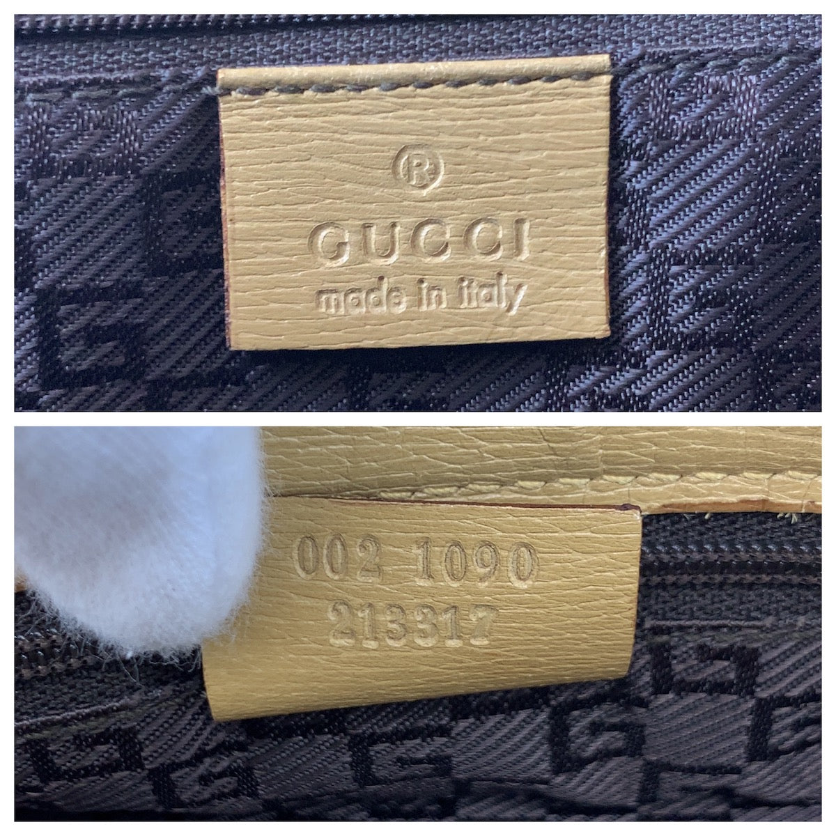 GUCCI Business bag 002 1090 leather Beige Gold Metal Business bag Tote Bag Women Used Authentic