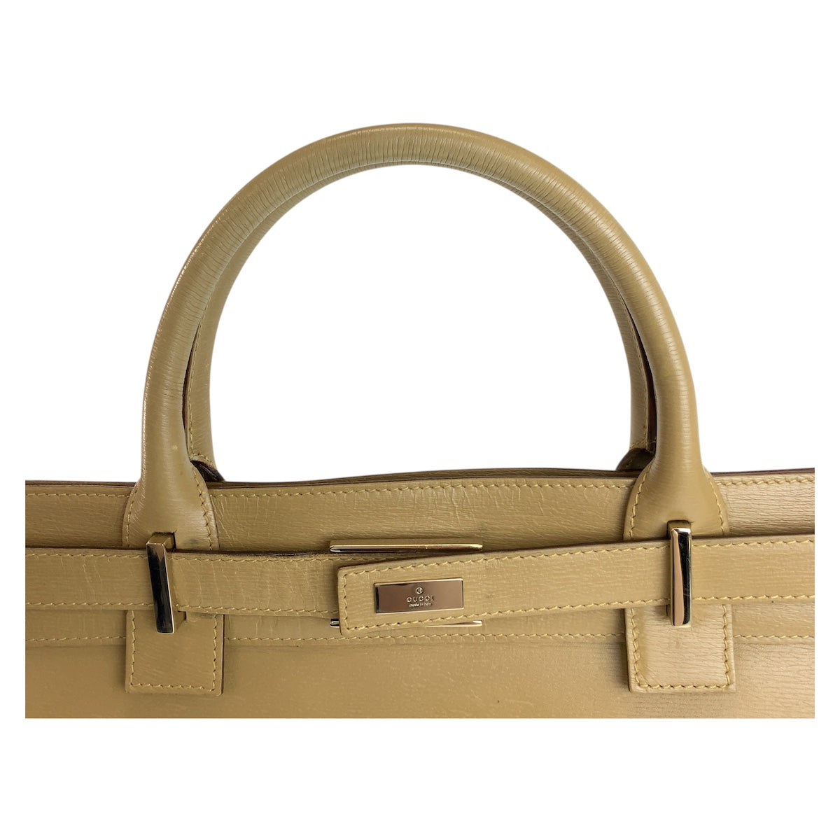 GUCCI Business bag 002 1090 leather Beige Gold Metal Business bag Tote Bag Women Used Authentic