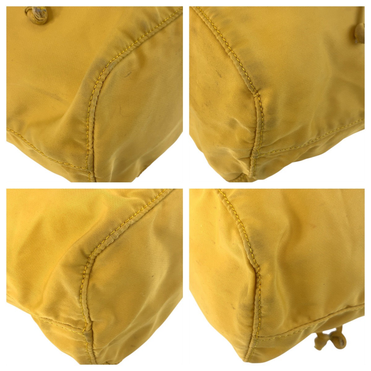PRADA Pouch Nylon Yellow SilverMetal Pouch Drawstring pouch Test Triangle With logo Women Used Authentic
