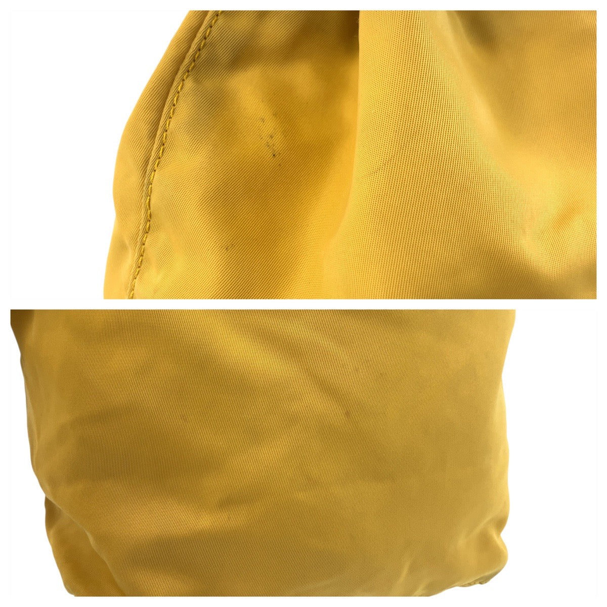 PRADA Pouch Nylon Yellow SilverMetal Pouch Drawstring pouch Test Triangle With logo Women Used Authentic