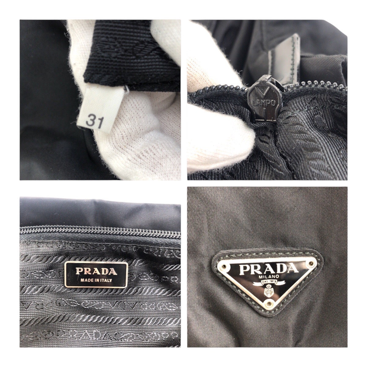 PRADA Backpack Nylon Black Silver Metal Test Triangle With logo