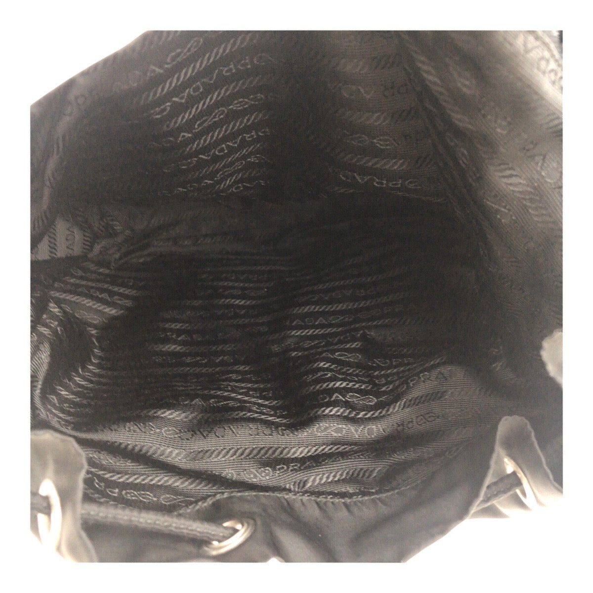 PRADA Backpack Nylon Black Silver Metal Test Triangle With logo