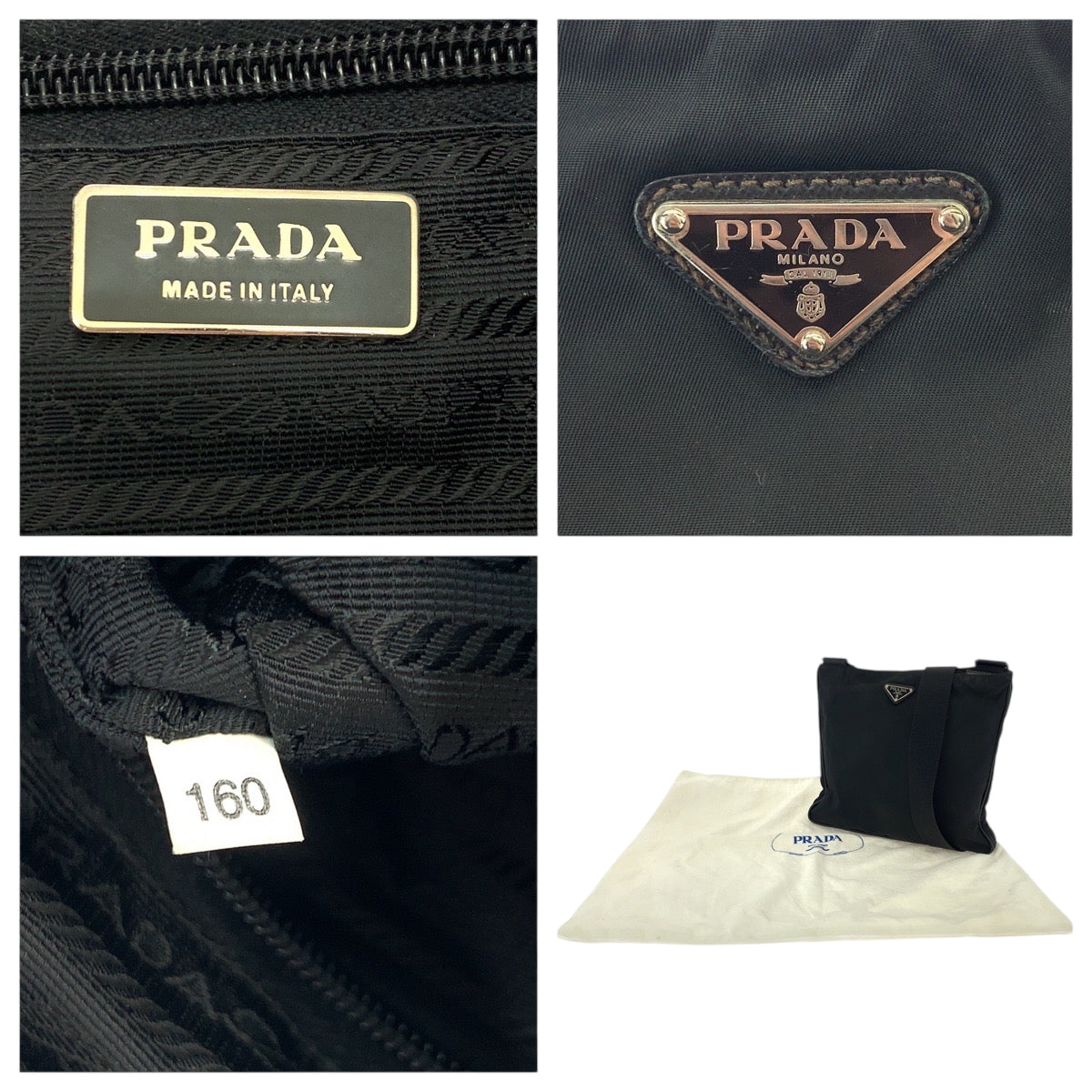 PRADA Shoulder Bag Nylon Black SilverMetal Shoulder Bag Messenger bag Test Triangle With logo Women Used Authentic