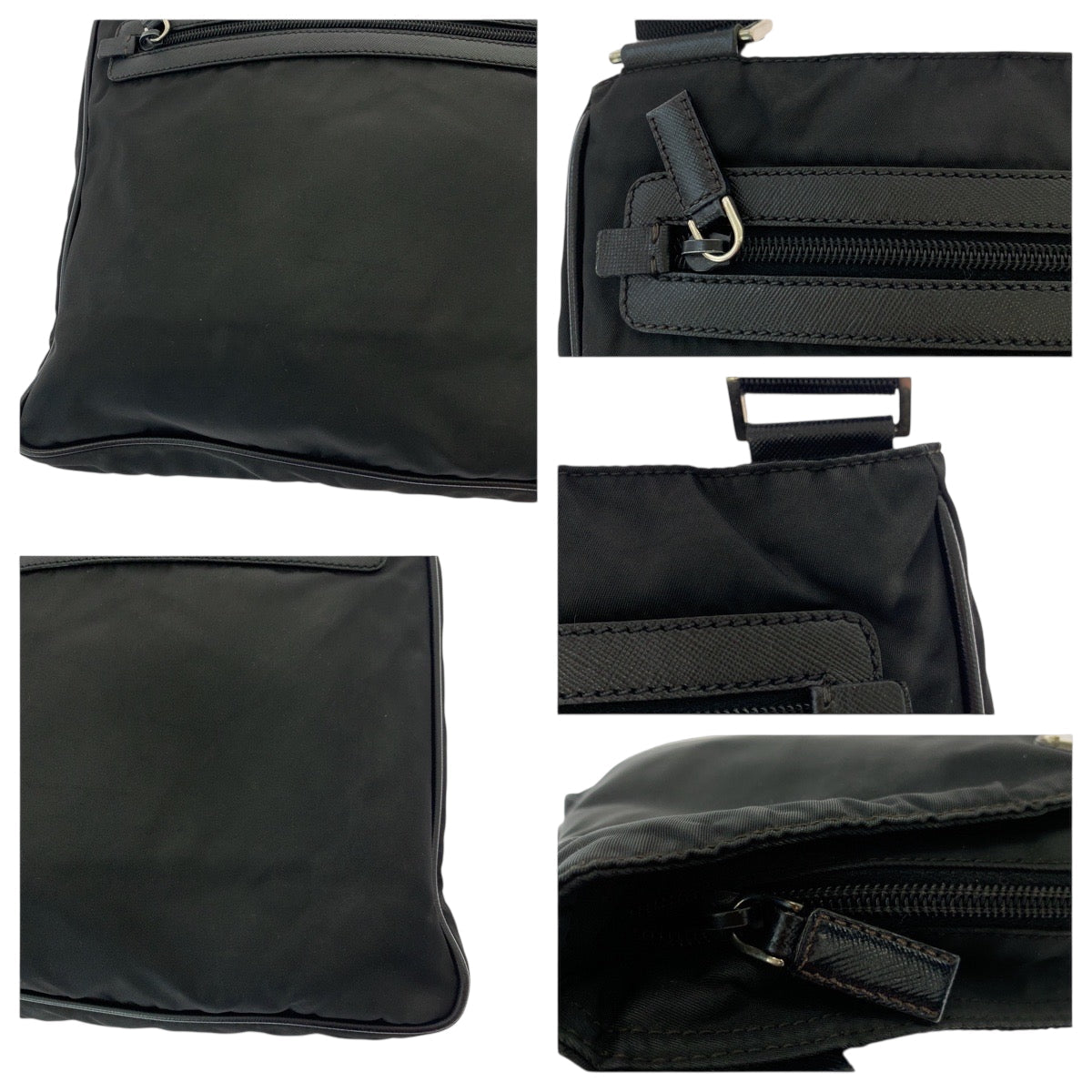 PRADA Shoulder Bag Nylon Black SilverMetal Shoulder Bag Messenger bag Test Triangle With logo Women Used Authentic