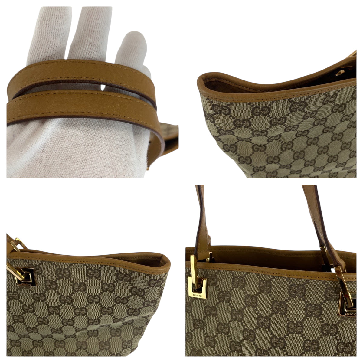 GUCCI Tote Bag 002 1097 GG canvas Beige camel Tote Bag Shoulder Bag Women Used Authentic