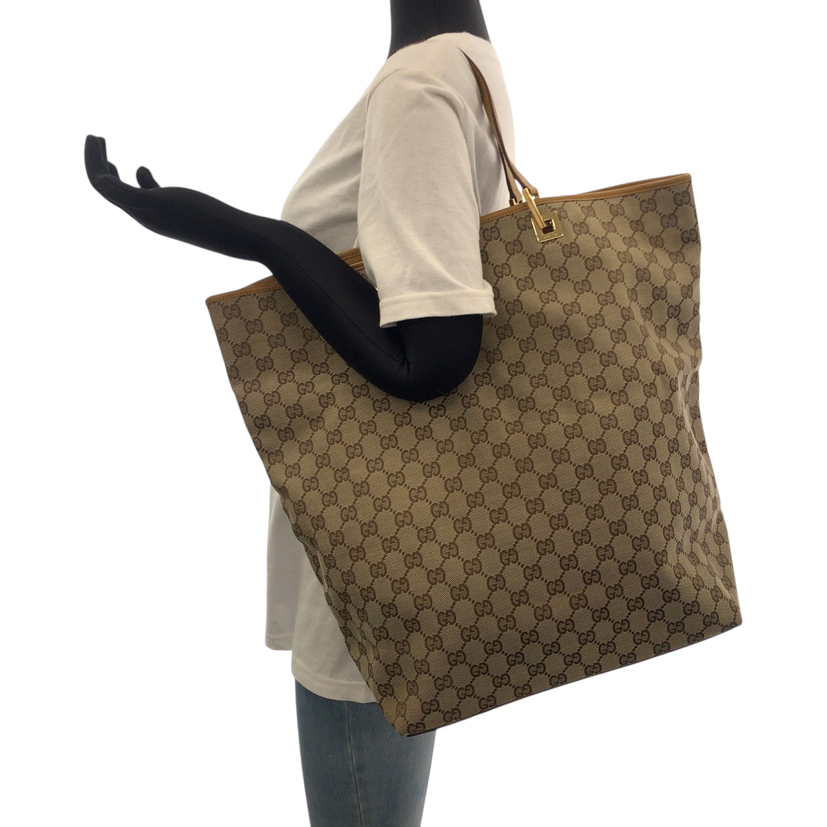 GUCCI Tote Bag 002 1097 GG canvas Beige camel Tote Bag Shoulder Bag Women Used Authentic