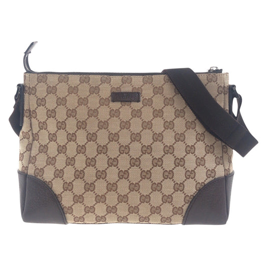 GUCCI Shoulder Bag 114273 GG canvas, leather Beige Brown SilverMetal Shoulder Bag Messenger bag Women Used Authentic