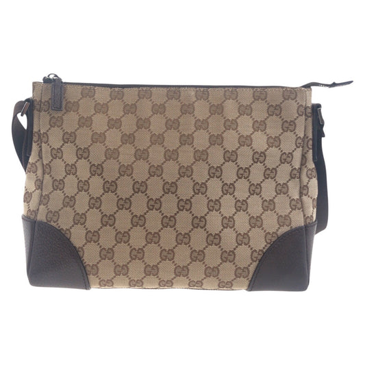 GUCCI Shoulder Bag 114273 GG canvas, leather Beige Brown SilverMetal Shoulder Bag Messenger bag Women Used Authentic