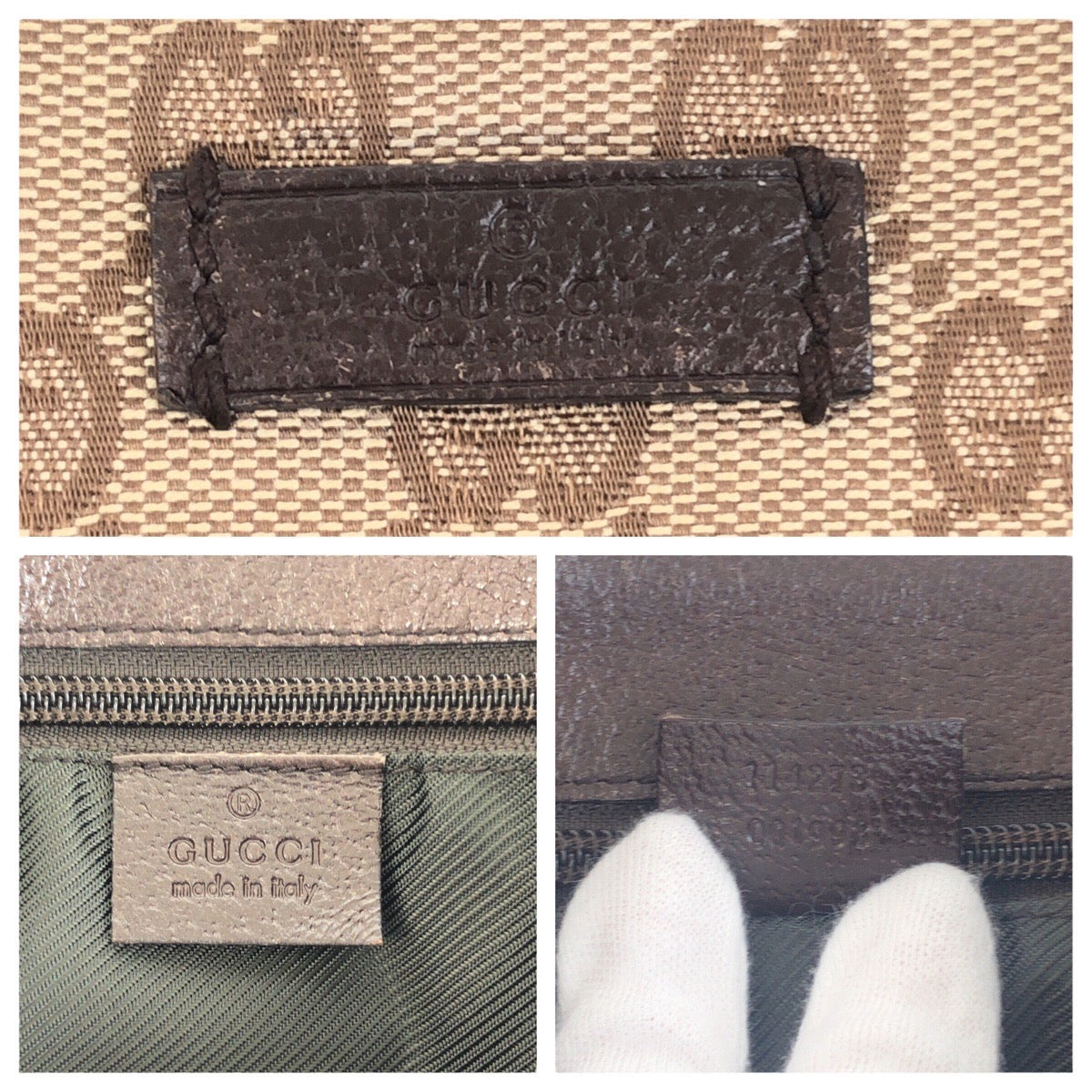 GUCCI Shoulder Bag 114273 GG canvas, leather Beige Brown SilverMetal Shoulder Bag Messenger bag Women Used Authentic
