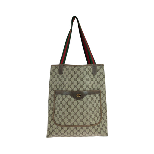 GUCCI Tote Bag 39 02 003 GG Supreme Canvas Beige brown Tote Bag Shoulder Bag Old Gucci Shelly Line Women Used Authentic