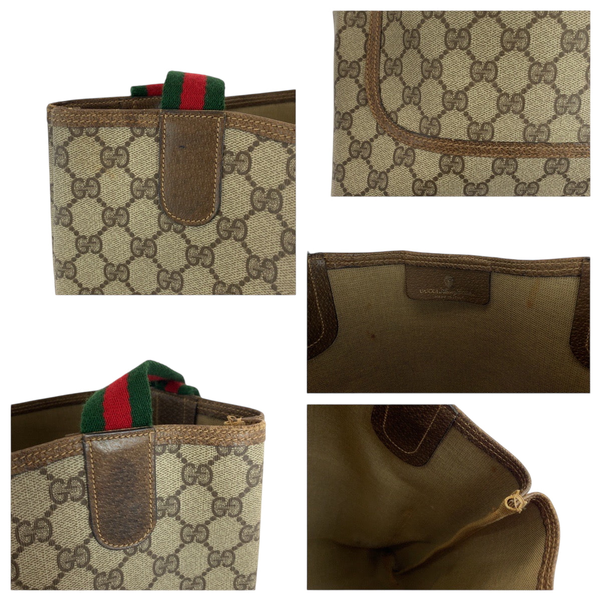 GUCCI Tote Bag 39 02 003 GG Supreme Canvas Beige brown Tote Bag Shoulder Bag Old Gucci Shelly Line Women Used Authentic