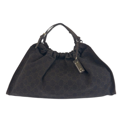 GUCCI Handbag 76554 GG canvas Brown Silver Metal Handbag Tote Bag Women Used Authentic