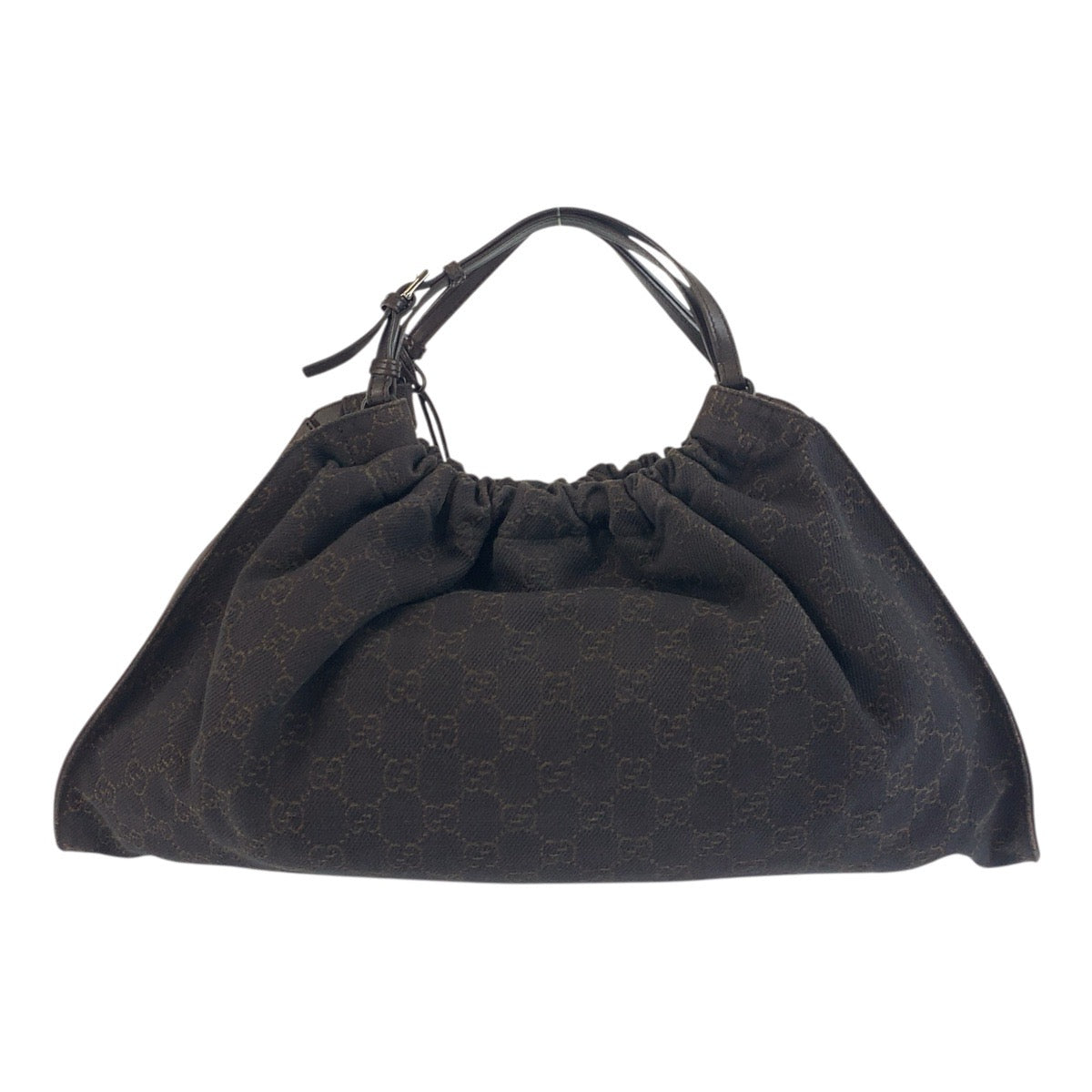 GUCCI Handbag 76554 GG canvas Brown Silver Metal Handbag Tote Bag Women Used Authentic