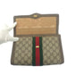 GUCCI Clutch bag 89 01 006 GG Supreme Canvas Beige Brown Gold Metal Old Gucci Shelly Line
