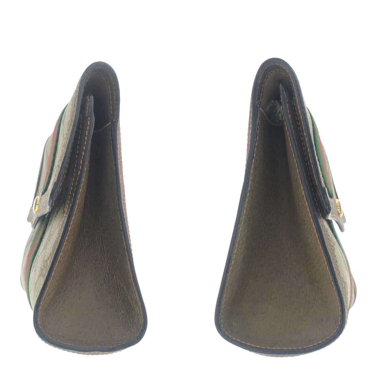 GUCCI Clutch bag 89 01 006 GG Supreme Canvas Beige Brown Gold Metal Old Gucci Shelly Line